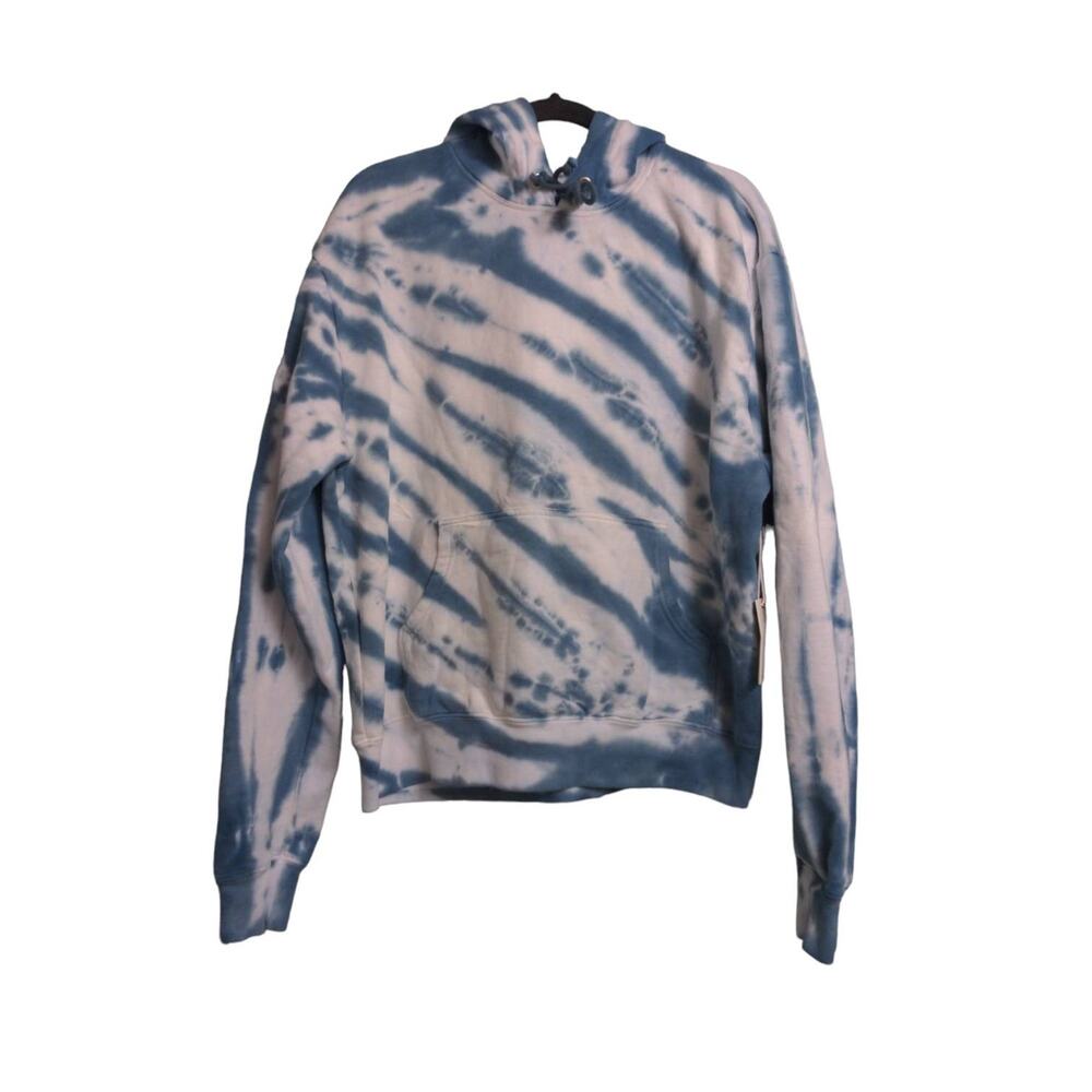 Good American Hoodie Sweatshirt Blue White Tie Dye Long Sleeve USA 2 (M) New